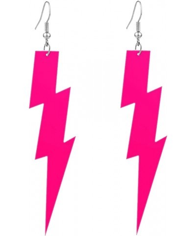 80s Neon Fluorescent Earrings Halloween Lightning Earrings Retro Acrylic Lightning Dangle Drop Earrings for Women Girls 80's ...