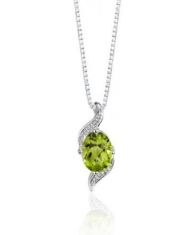 Peridot Pendant Necklace for Women 925 Sterling Silver, Natural Gemstone, 1.25 Carats Oval Shape 8x6mm, with 18 inch Chain $1...