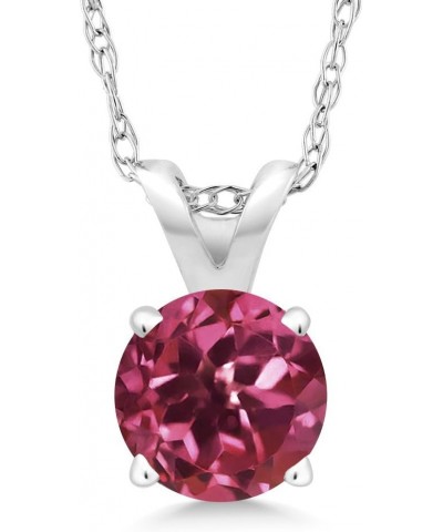 14K White Gold Pink Tourmaline Pendant Necklace For Women (0.50 Cttw, Round 5MM, with 18 Inch 14k Chain) $86.10 Necklaces