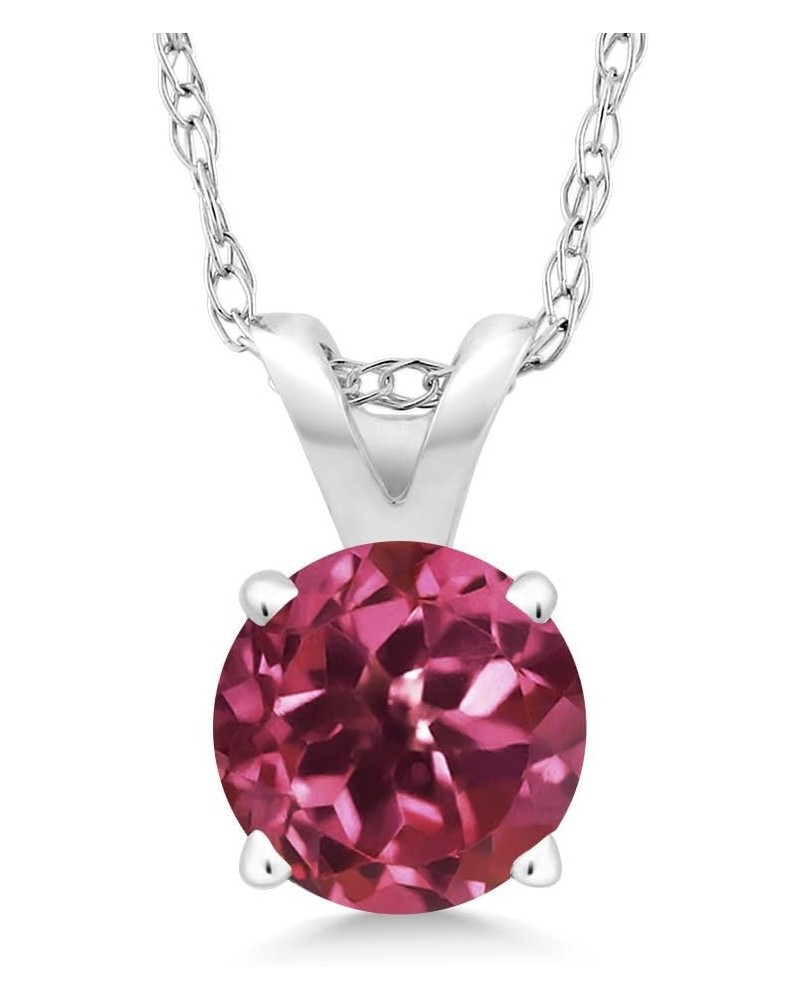 14K White Gold Pink Tourmaline Pendant Necklace For Women (0.50 Cttw, Round 5MM, with 18 Inch 14k Chain) $86.10 Necklaces