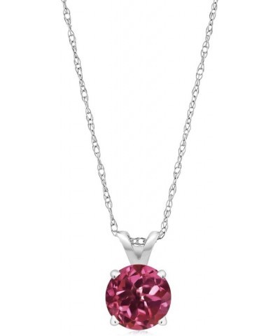 14K White Gold Pink Tourmaline Pendant Necklace For Women (0.50 Cttw, Round 5MM, with 18 Inch 14k Chain) $86.10 Necklaces