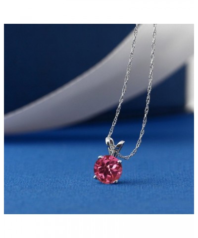 14K White Gold Pink Tourmaline Pendant Necklace For Women (0.50 Cttw, Round 5MM, with 18 Inch 14k Chain) $86.10 Necklaces