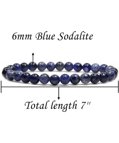 Gem Semi Precious Gemstone 6mm Round Beads Stretch Bracelet 7" Unisex Blue Sodalite $7.14 Bracelets