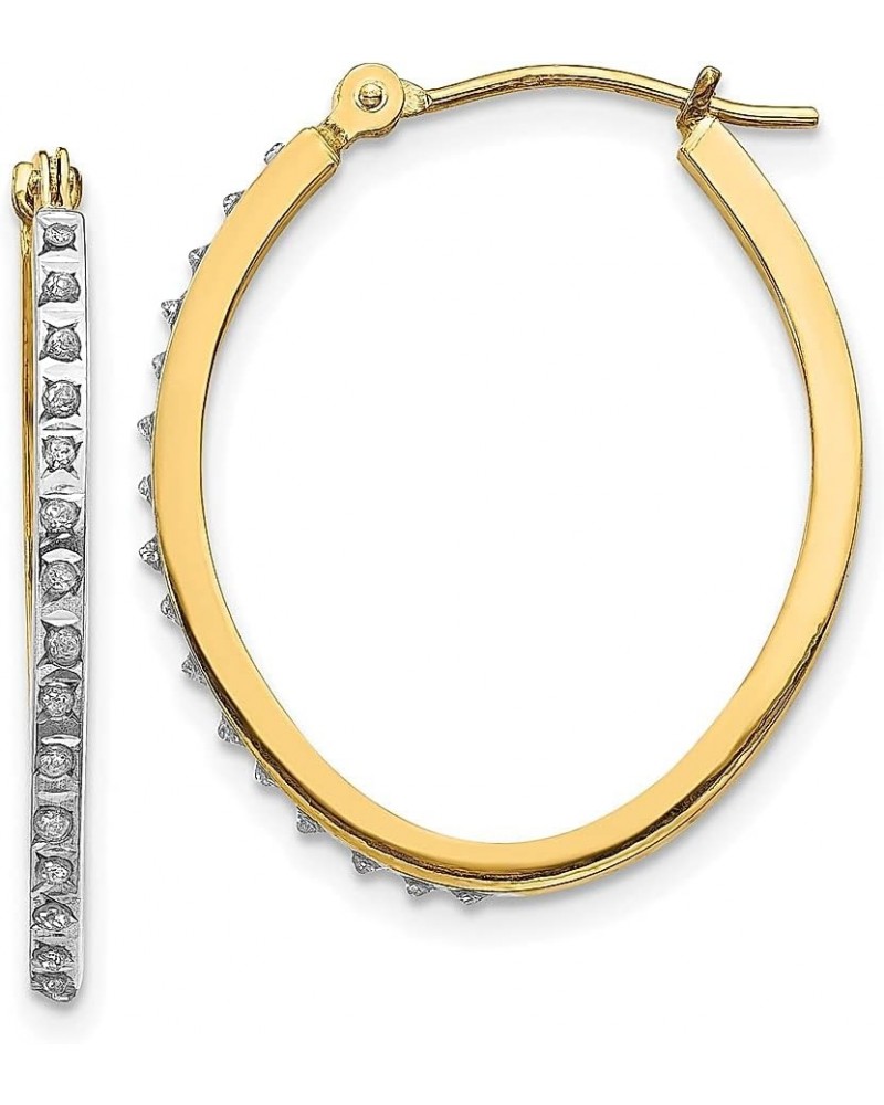 14K White Gold Diamond Oval Twist Hinged Hoop Earrings 14K Yellow Gold - 29mm - 1.14 inch $88.98 Earrings