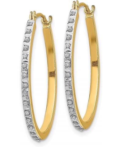 14K White Gold Diamond Oval Twist Hinged Hoop Earrings 14K Yellow Gold - 29mm - 1.14 inch $88.98 Earrings