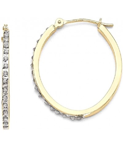 14K White Gold Diamond Oval Twist Hinged Hoop Earrings 14K Yellow Gold - 29mm - 1.14 inch $88.98 Earrings