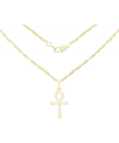 Cross Anchor Ankh Charm Pendant 14K Gold Filled Rope Box Curb Chain Necklace Set Lobster Clasp Fashion Cubic Zirconia Jewelry...