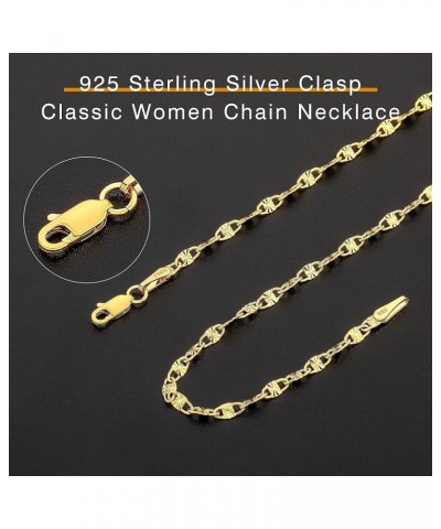 925 Sterling Silver Clasp 2.5/3/4mm Mariner/Round Chain Necklace for Men Women Diamond Cut 16/18/20/22/24/26/28/30 Inch 18 In...