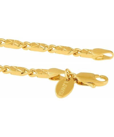 4mm Diamond Cut Star Flat Link Chain Anklet 24k Gold Plated Gold 9.0 Inches $13.98 Anklets