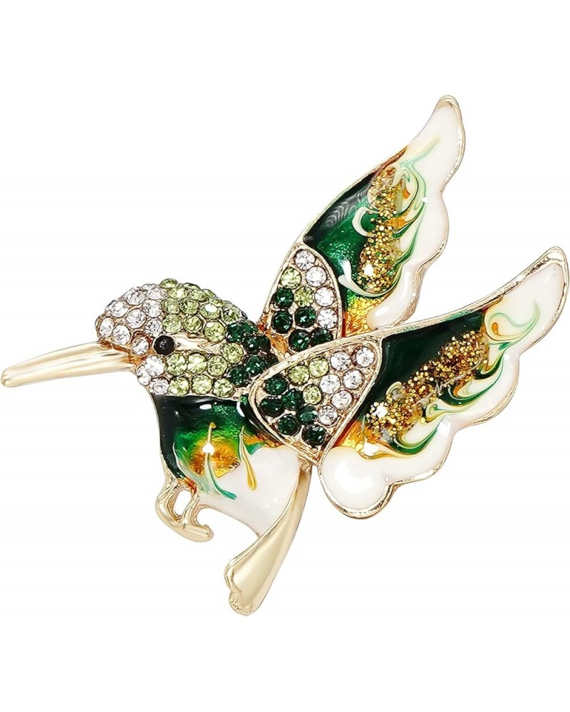 Crystal Bird Brooch Pin Rhinestone Animal Clothing Corsage for Women Hummingbird - Green $9.00 Brooches & Pins