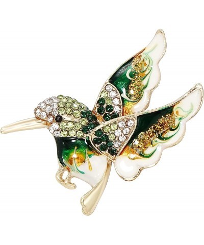 Crystal Bird Brooch Pin Rhinestone Animal Clothing Corsage for Women Hummingbird - Green $9.00 Brooches & Pins