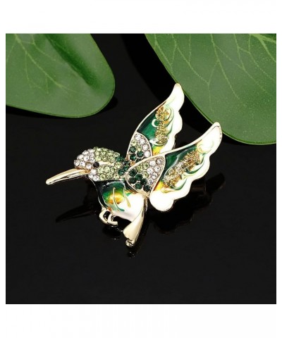 Crystal Bird Brooch Pin Rhinestone Animal Clothing Corsage for Women Hummingbird - Green $9.00 Brooches & Pins