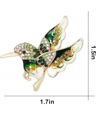 Crystal Bird Brooch Pin Rhinestone Animal Clothing Corsage for Women Hummingbird - Green $9.00 Brooches & Pins