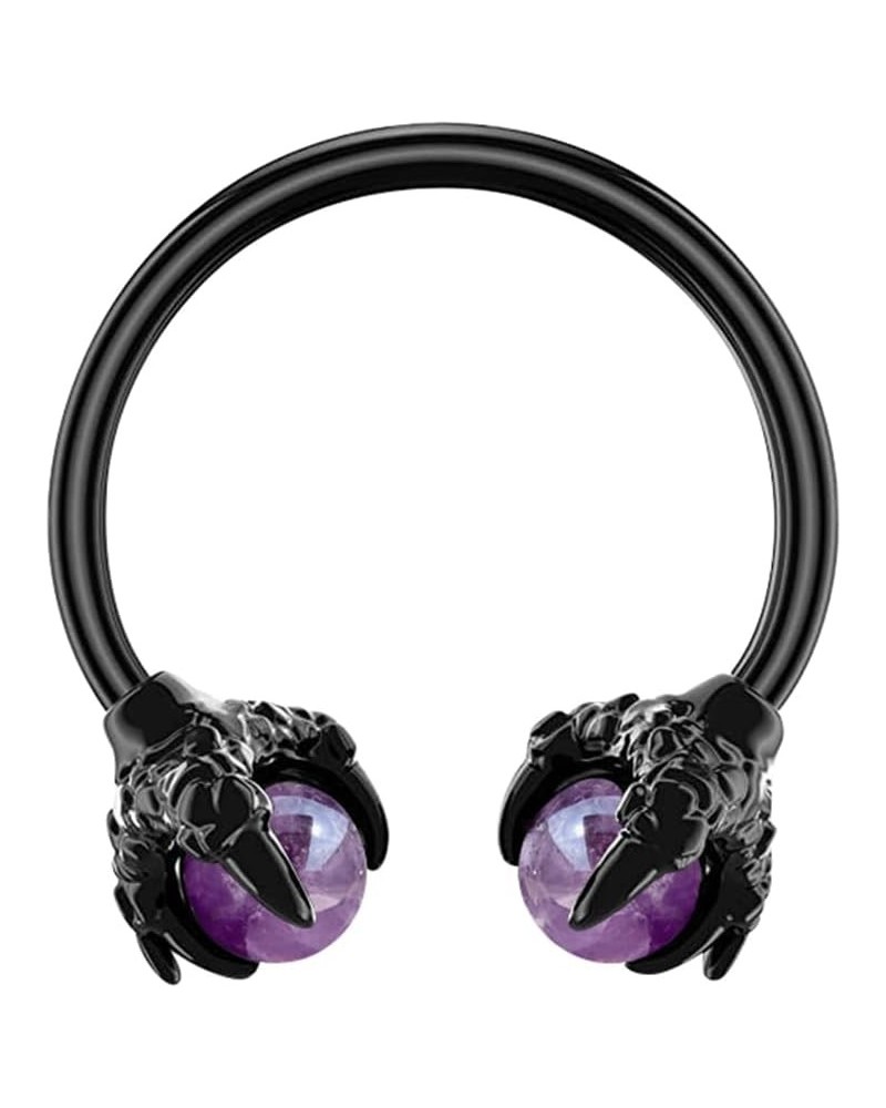 1-16 Gauge Black Claws Horseshoe Septum Nose Ear Lip Ring Stainless Steel Helix Tragus Piercing Jewelry 16G 5/16" Purple $9.3...