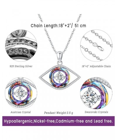 Evil Eye Bracelets 925 Sterling Silver Evil Eye Necklace Evil Eye Earrings Crystal Evil Eye Jewelry Set C-Evil Eye Necklace-C...