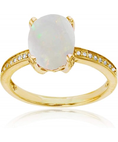 Sterling Silver Yellow 1mm Created White Sapphire Channel Set & 10x8 Oval Gemstone Engagement Ring created-opal $34.04 Rings