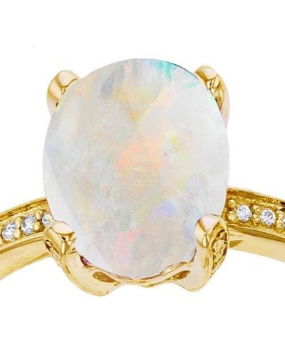 Sterling Silver Yellow 1mm Created White Sapphire Channel Set & 10x8 Oval Gemstone Engagement Ring created-opal $34.04 Rings