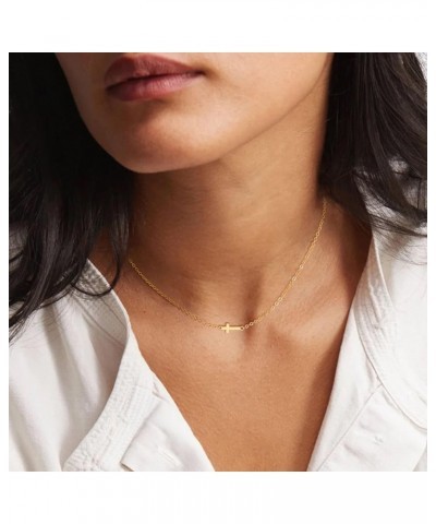 Dainty Cross Necklace for Women, 14K Gold Plated/Sterling Silver Simple Cross Choker Necklaces Small Cross Pendant Tiny Cute ...