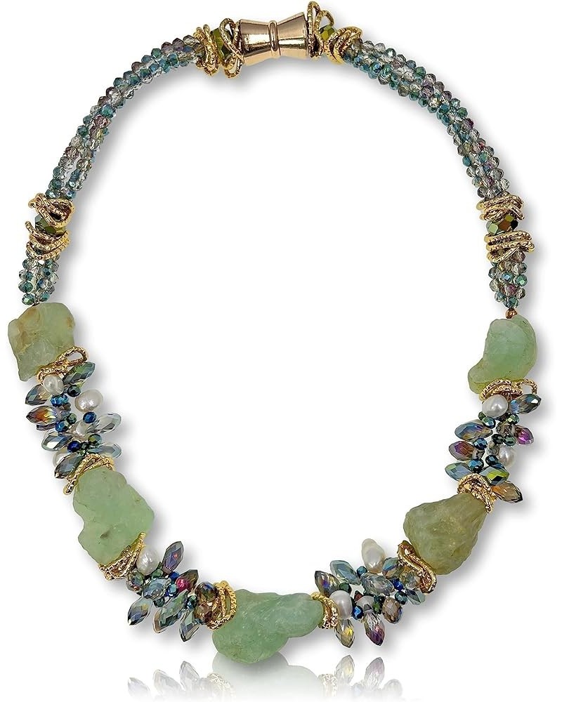 Genuine Gemstone Collar Necklace. 20" chunky necklace is a stunning blend of natural stones and crystals. Peridot $20.40 Neck...