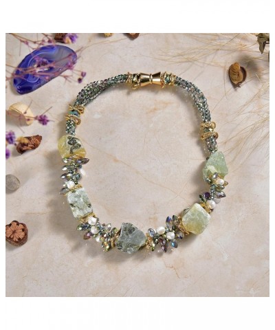 Genuine Gemstone Collar Necklace. 20" chunky necklace is a stunning blend of natural stones and crystals. Peridot $20.40 Neck...