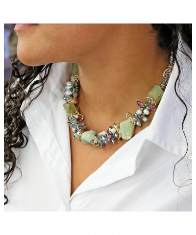 Genuine Gemstone Collar Necklace. 20" chunky necklace is a stunning blend of natural stones and crystals. Peridot $20.40 Neck...