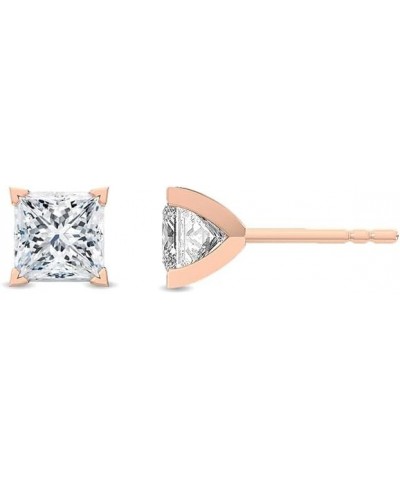 1-5 Carat (ctw) White Gold Princess Cut LAB GROWN Diamond Solitaire Earrings (Color D-E Clarity VS1-VS2) Rose Gold 3.0 carats...