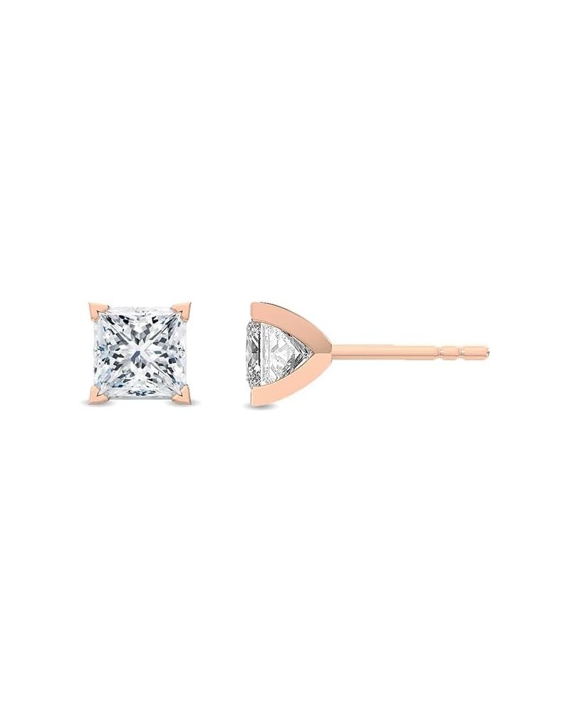 1-5 Carat (ctw) White Gold Princess Cut LAB GROWN Diamond Solitaire Earrings (Color D-E Clarity VS1-VS2) Rose Gold 3.0 carats...