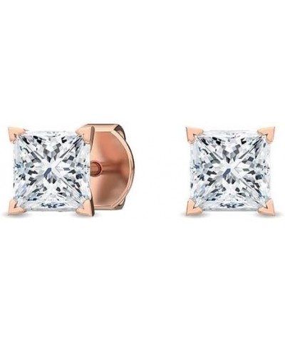 1-5 Carat (ctw) White Gold Princess Cut LAB GROWN Diamond Solitaire Earrings (Color D-E Clarity VS1-VS2) Rose Gold 3.0 carats...