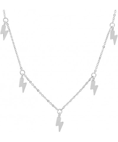 Edforce 18k Gold Plated Lightning Bolt Pendant Necklace, 15"+2" Extender Silver $10.19 Necklaces