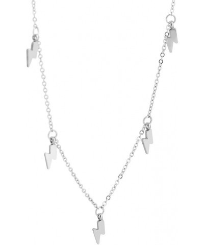 Edforce 18k Gold Plated Lightning Bolt Pendant Necklace, 15"+2" Extender Silver $10.19 Necklaces