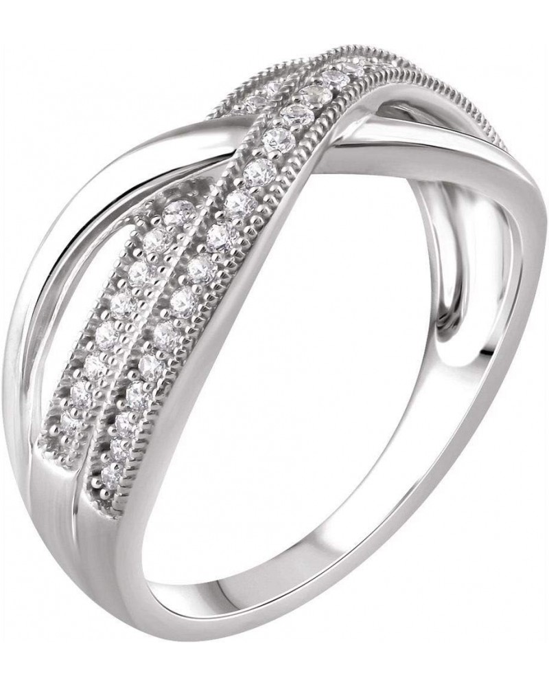 Solid 14k White Gold 1/4 Cttw Diamond Criss-Cross X-Shape Ring Band (.25 Cttw) (Width - 8.2mm) 14k White Gold $458.00 Rings