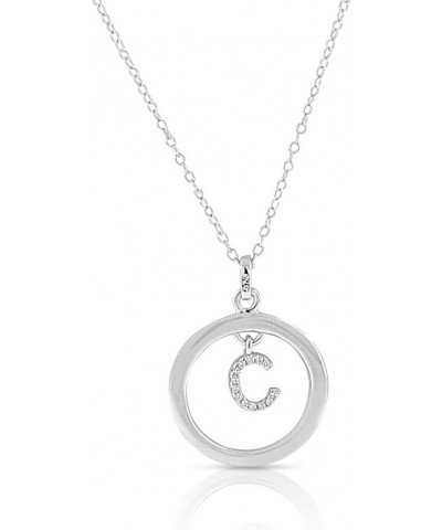 925 Sterling Silver White Clear CZ Circle Letter Initial Pendant Necklace Letter "C $17.39 Necklaces