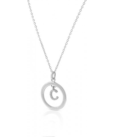 925 Sterling Silver White Clear CZ Circle Letter Initial Pendant Necklace Letter "C $17.39 Necklaces