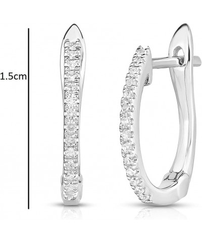 10K White Gold Natural Diamond 1/6 Ct Huggies Hoop Earrings,1cm Diameter $91.20 Earrings