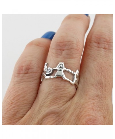 Sterling Silver Alice in Wonderland Ring with White Rabbit, Queen, Playing Card $9.02 Rings