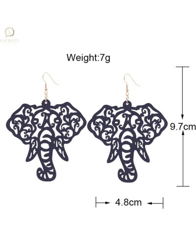 Wood Statement Animal Earrings for Women AcrylicOwl Tiger Vintage Dangle Tattoo Earrings Jewelry Gifts F-Wooden Elephant -Dar...