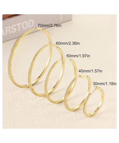 2 Pairs 14K Gold Filled Large Hoop Earrings for Women Hypoallergenic Lightweight Gold Rhinestone Hoop Earrings 925 Sterling S...