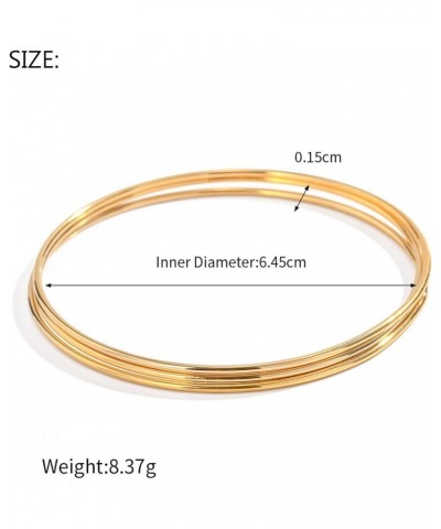 14K Gold Plated Bangle Bracelet - 3mm Stackable Bangles Bracelet Stainless Steel Thin Round Bracelet Set for Women Girls, Set...