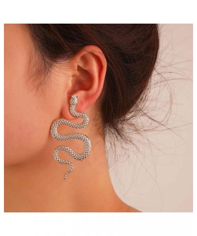 Punk Personalized Snake Dangle Stud Earrings for Women Exaggerated Long Drop Earring Halloween Jewelry A2:Silver $10.44 Earrings