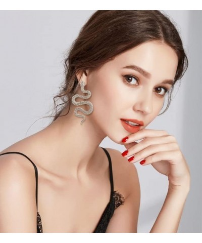 Punk Personalized Snake Dangle Stud Earrings for Women Exaggerated Long Drop Earring Halloween Jewelry A2:Silver $10.44 Earrings