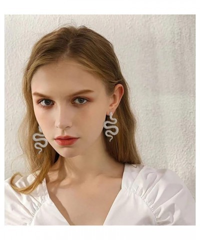 Punk Personalized Snake Dangle Stud Earrings for Women Exaggerated Long Drop Earring Halloween Jewelry A2:Silver $10.44 Earrings