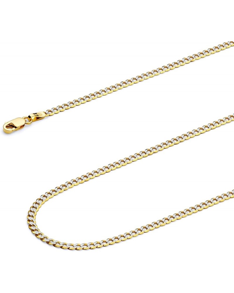 14K Hollow Gold Cuban Link Curb Chains (Select Options) 16 Inches White And Yellow Gold $124.20 Necklaces