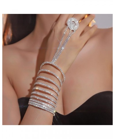 Dainty Rhinestone Crystal Hand Chain Slave Bracelet Finger Chain Bangle Bracelet Silver Silver $14.93 Bracelets