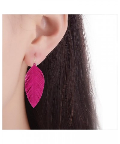 Hot Pink Earrings for Women Dangling - Layered Tassel Earrings, Bohemian Drop Stud Earrings, Rectangl Statement Earrings Ligh...