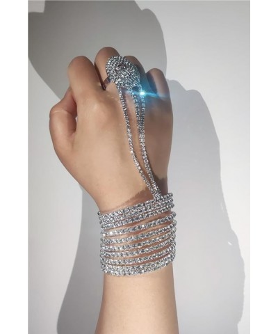 Dainty Rhinestone Crystal Hand Chain Slave Bracelet Finger Chain Bangle Bracelet Silver Silver $14.93 Bracelets