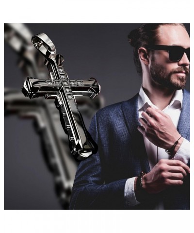 Bany Jimenez Black Cross Necklace for Men and Women - Stainless Steel Long Necklace with Cross Chain - Mens Cross Necklace fo...