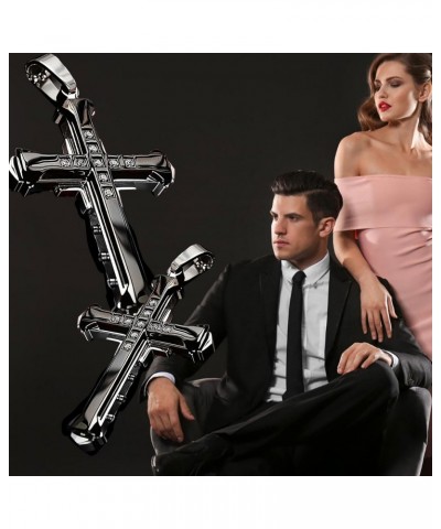 Bany Jimenez Black Cross Necklace for Men and Women - Stainless Steel Long Necklace with Cross Chain - Mens Cross Necklace fo...