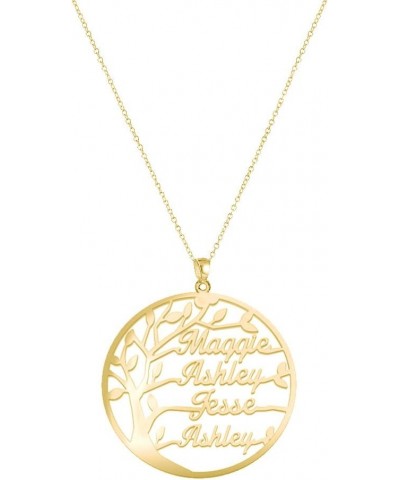 925 Sterling Silver Personalized Circle Family Tree Name Necklace Custom Made with Any Names Golden $21.66 Necklaces