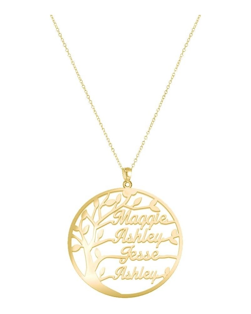 925 Sterling Silver Personalized Circle Family Tree Name Necklace Custom Made with Any Names Golden $21.66 Necklaces