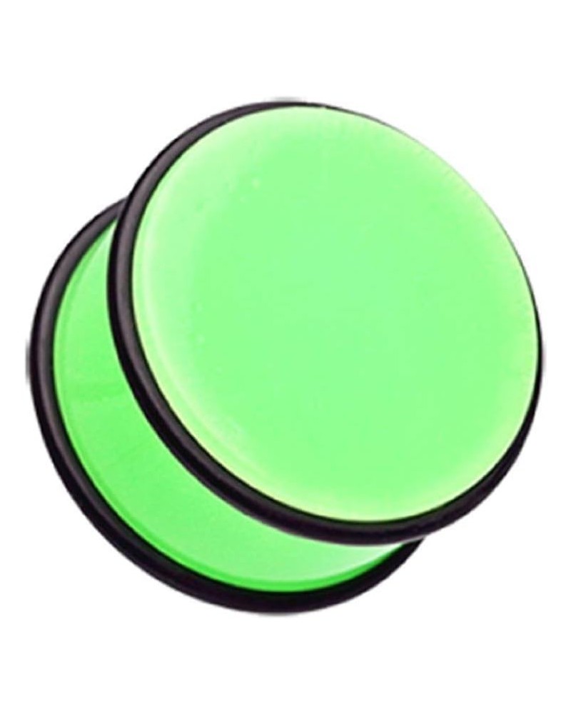 Neon Colored Acrylic No Flare Ear Gauge Plug 0 GA (8mm), Green $8.15 Body Jewelry